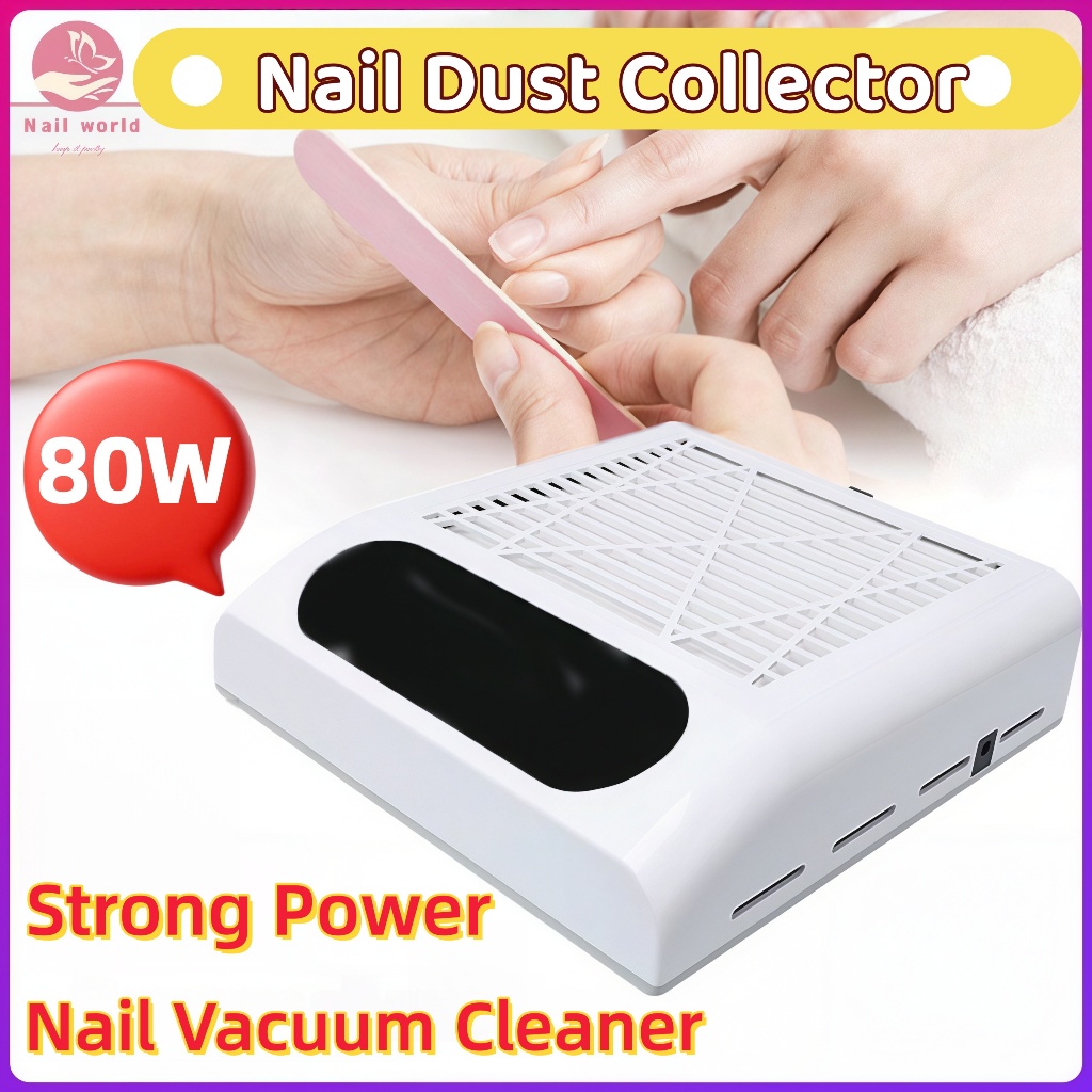 Nail Dust Collector 80W Nail Vacuum Cleaner Strong Power Fan Nail ...