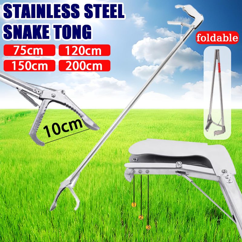 Snake Stick Catcher Stainless Steel Snake Tong Clamp Ular Alat Tangkap ...