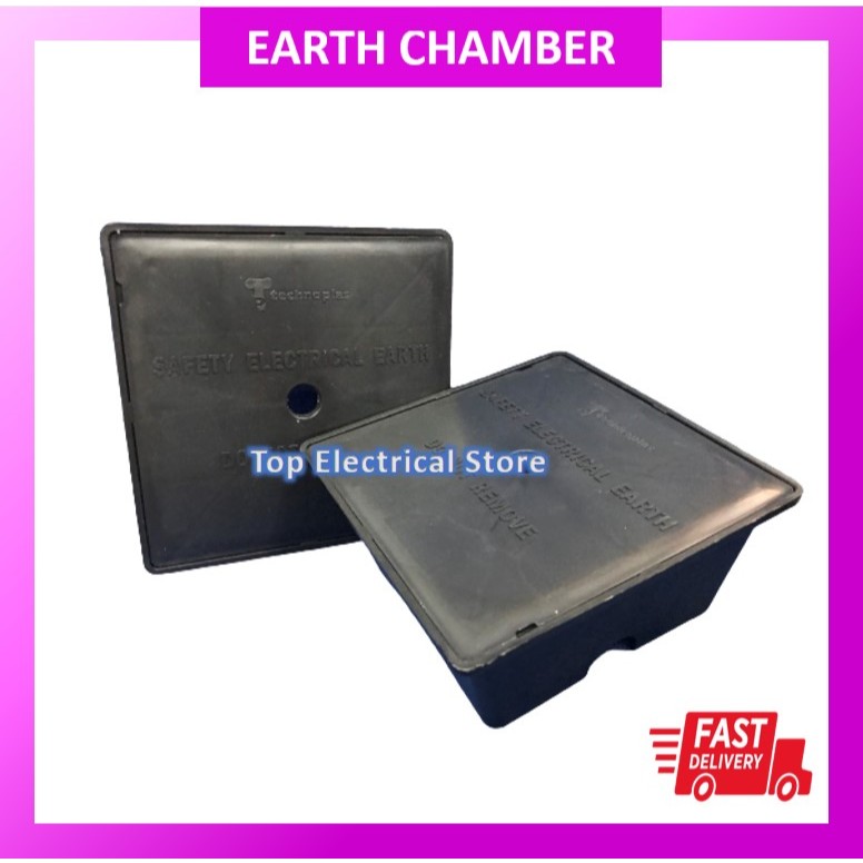 PVC EARTH CHAMBER 7''X7'' PLASTIC GROUNDING BOX (BLACK) | Shopee Malaysia