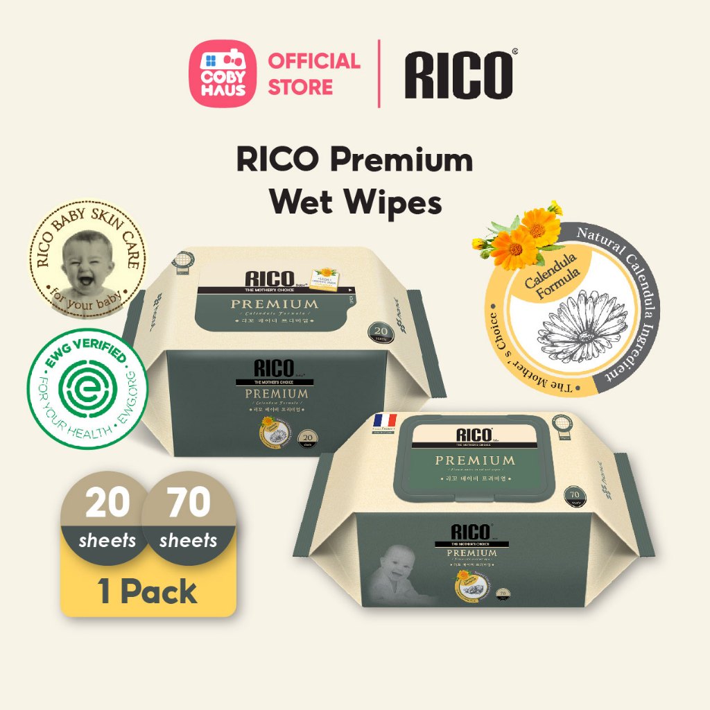 RICO Korea Premium Wet Wipes Wet Tissue Tisu Basah Tebal Baby Wipes 20s ...