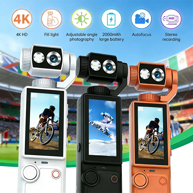 Portable Handheld 4K Action Camera 180° Rotatable 1.9
