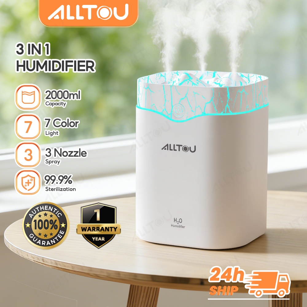 ALLTOU Air Humidifier 3-in-1 Humidifier 2L Large Water Tank Humidifier ...