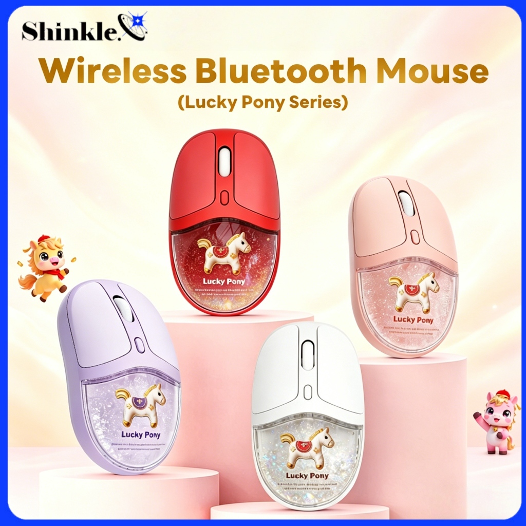 Shinkle Cute Lucky Pony Quicksand RGB Wireless Bluetooth Silent Mouse 2 ...