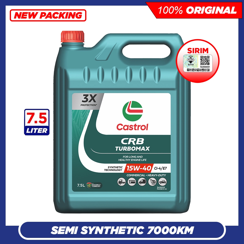 CASTROL CRB TURBOMAX 15W40 CI4 E7 Semi Synthetic Diesel Engine Oil (7 ...
