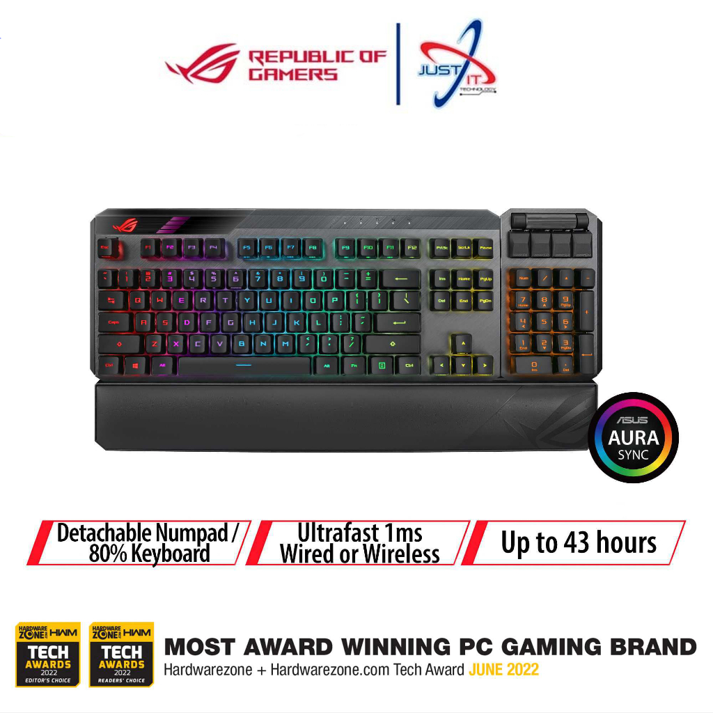 ASUS ROG CLAYMORE II ELITE GAMING MECHANICAL KEYBOARD WITH ROX RX ...