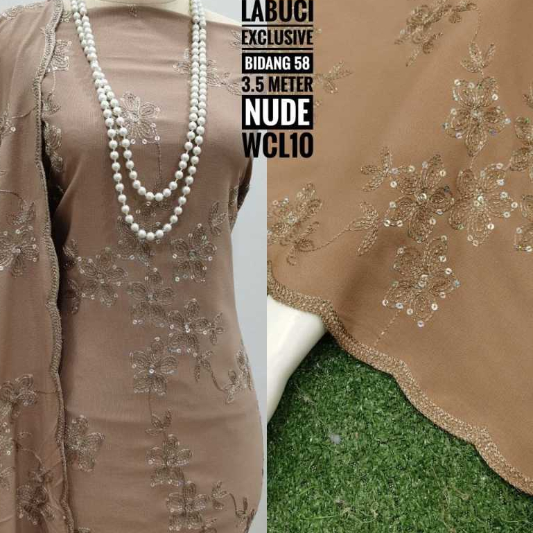 WOVEN COTTON SULAM LABUCI Premium Embroidery Ironless Kain Pasang ...