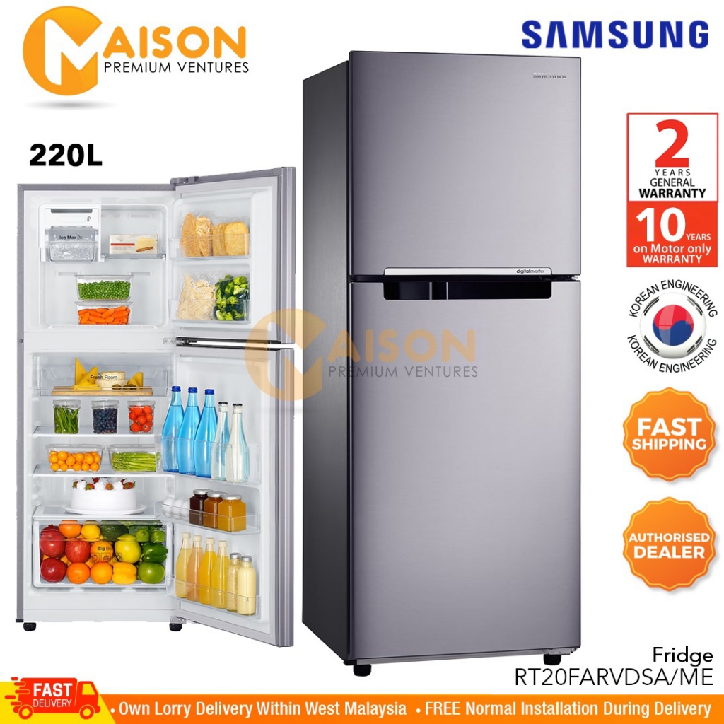 Samsung 2 Door Digital Inverter Refrigerator 220L RT20FARVDSA | Shopee ...