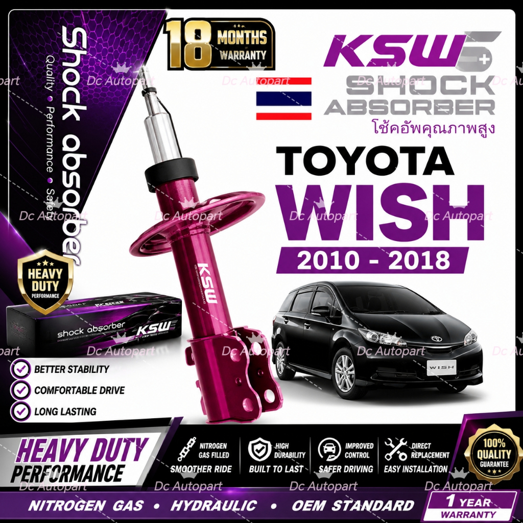 KSW S+ Shock Absorber Front / Rear Toyota Wish ZGE20W ZGE20G ZGE22W ...