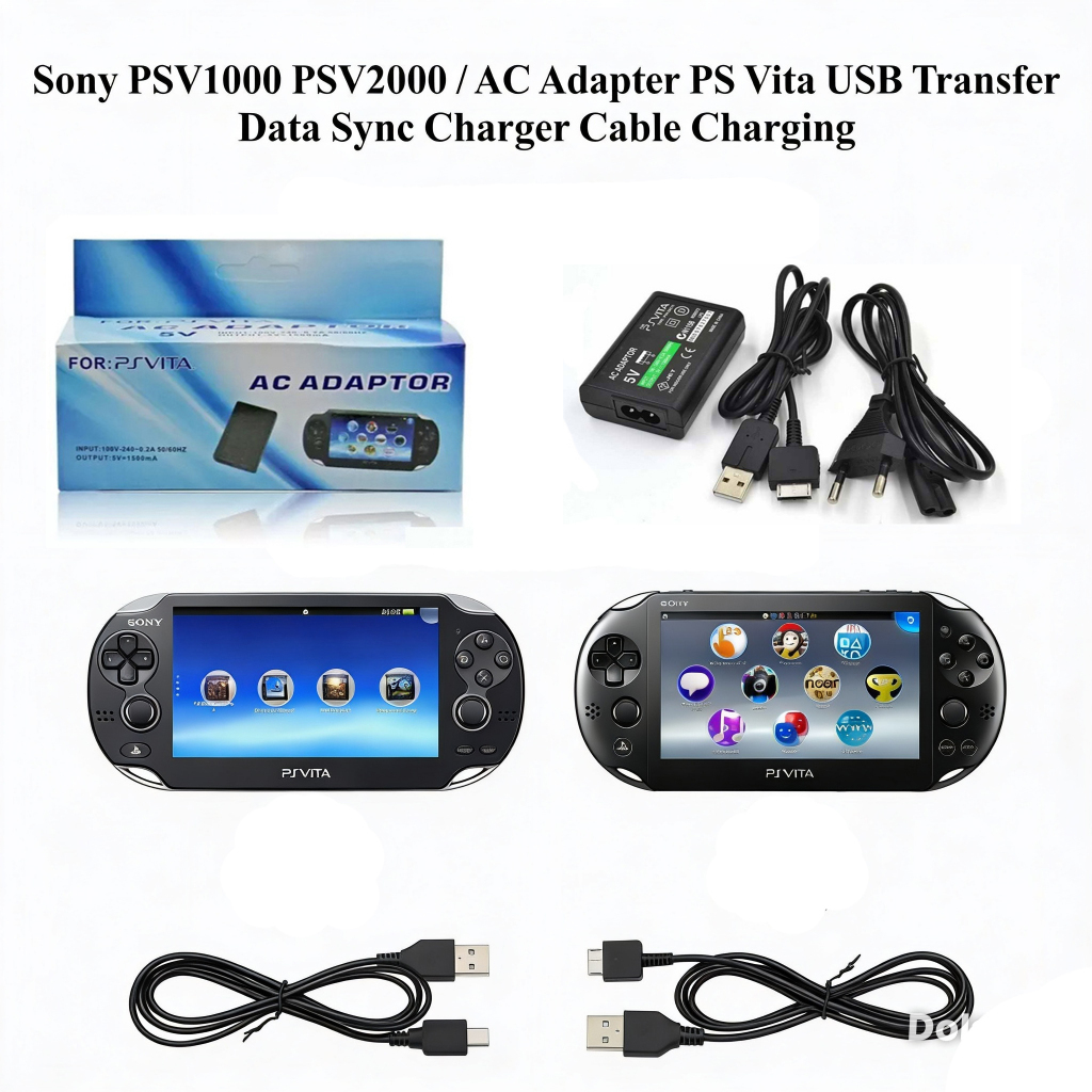 Sony PSV1000 PSV2000 / AC Adapter PS Vita USB Transfer Data Sync ...