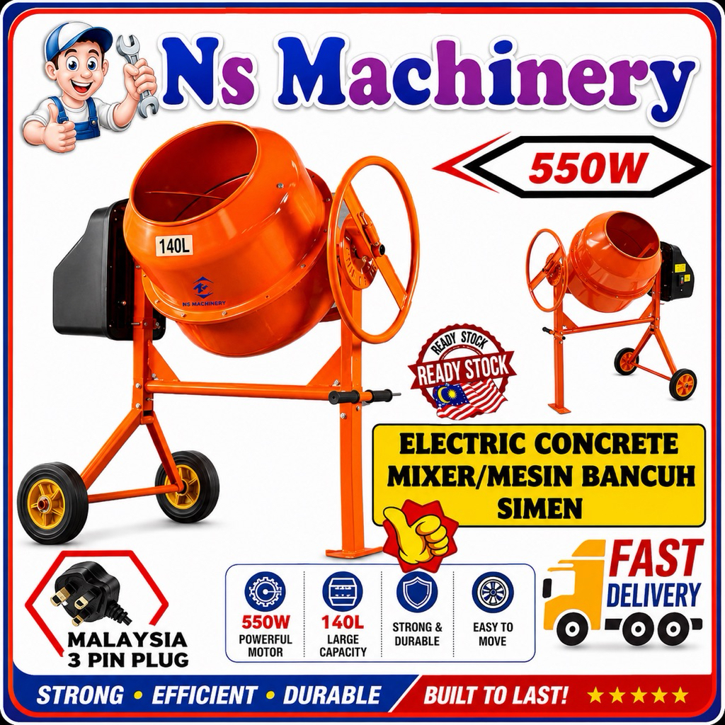 Electric Concrete Mixer/Mesin Bancuh Simen 140L/Electric Mini Mixer ...