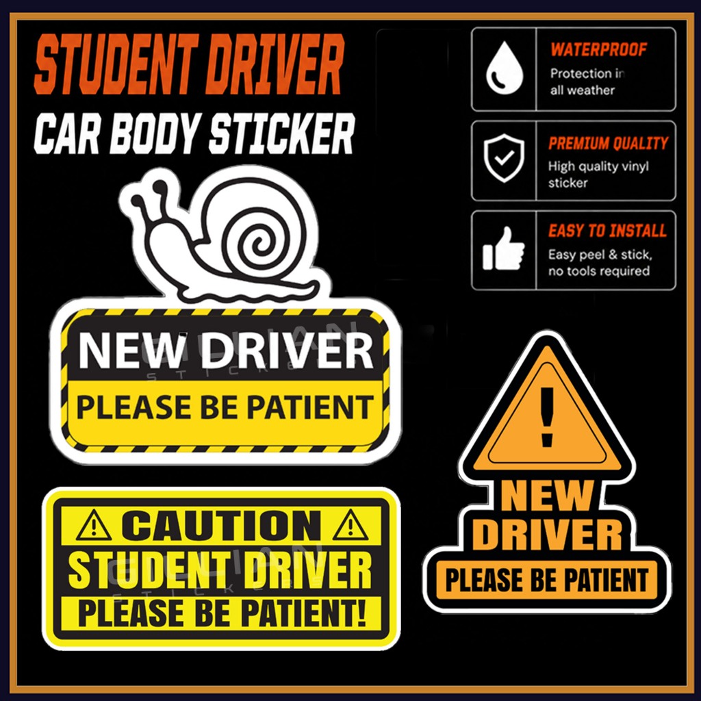 Car Sticker Student Driver Learning to Drive License Lesen P Pelajar ...