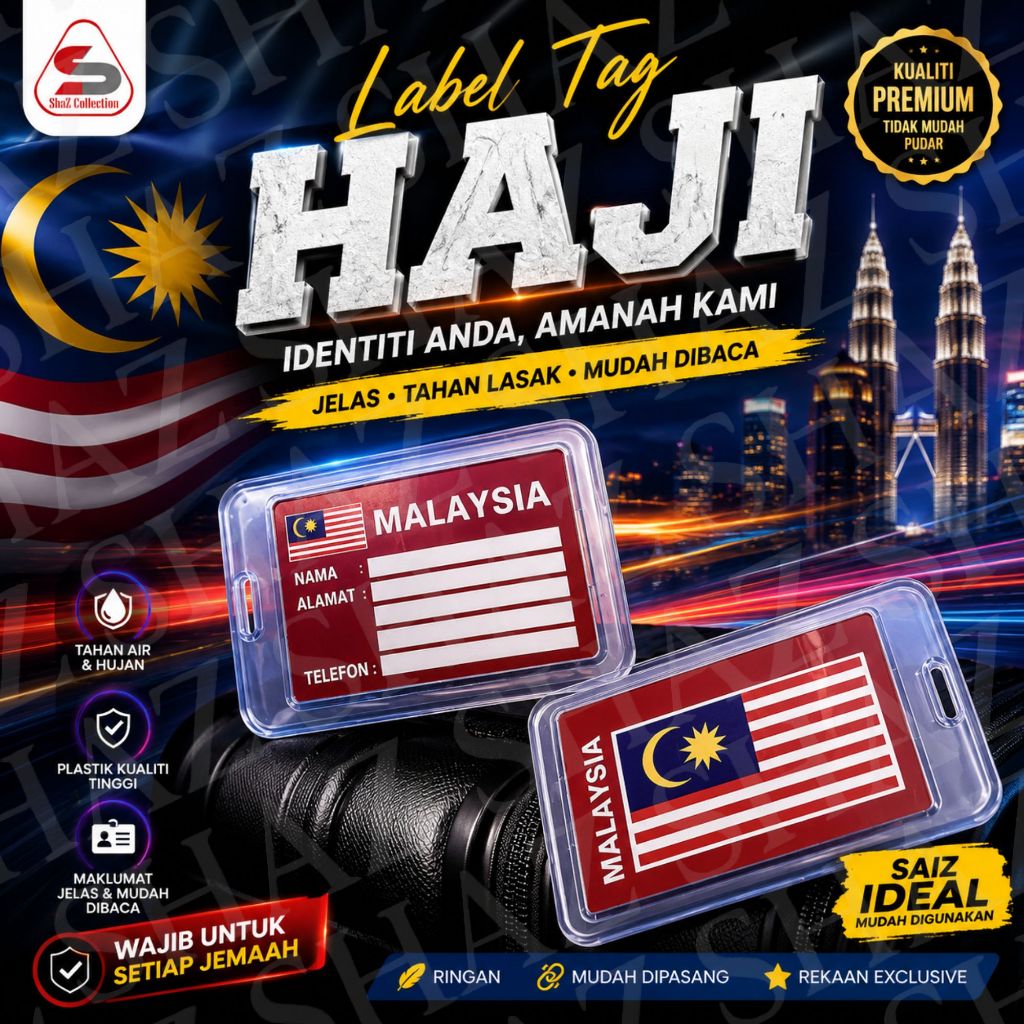 Tag Bag Beg Luggage ID Tag Haji & Umrah Travel Tahan Lasak TAG NAMA BEG ...