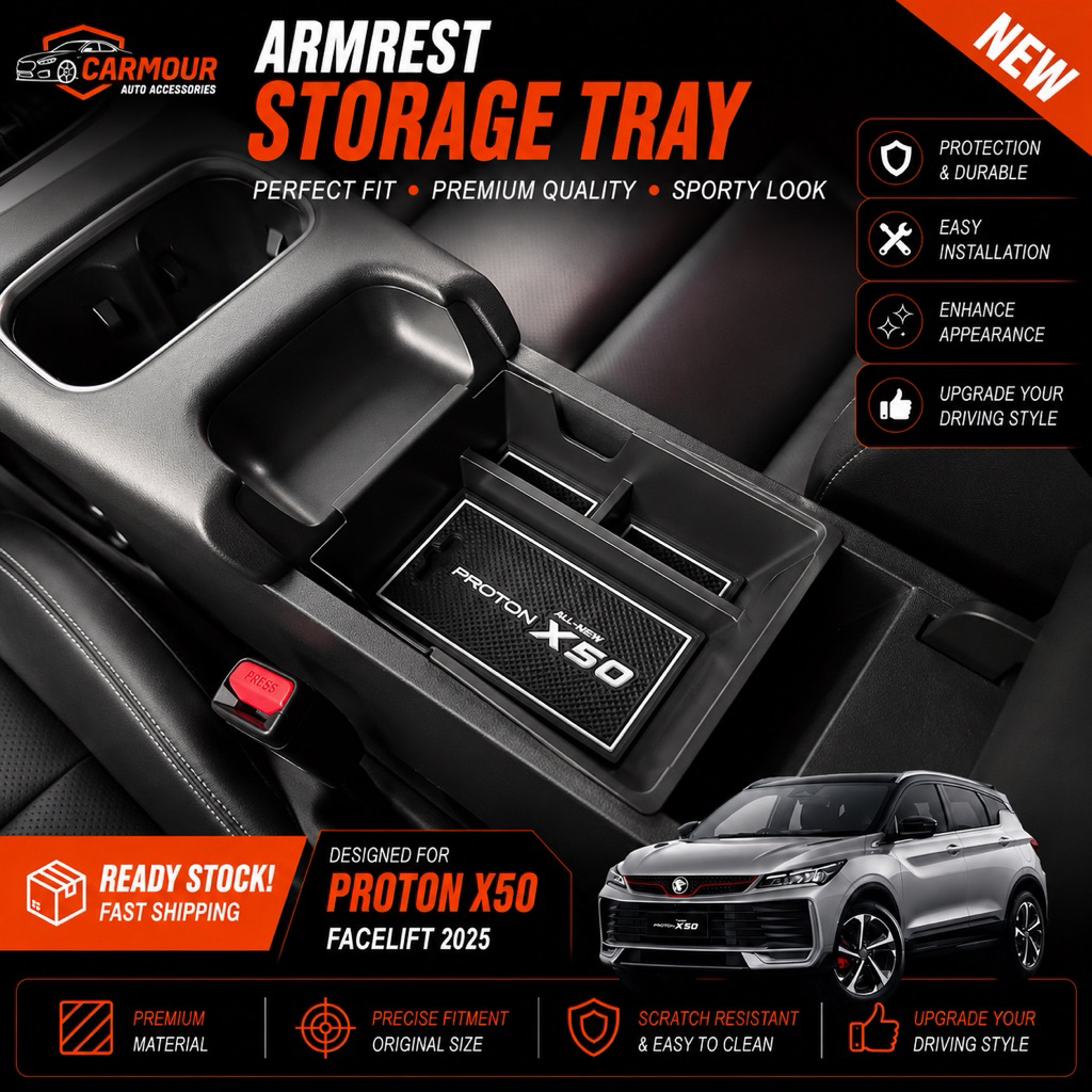 Proton X50 Facelift 2025+ Centre Armrest Storage Tray Compartment Tray ...