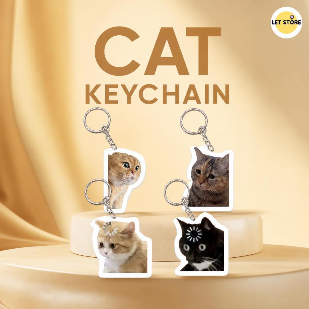 Keychain Cat Acrylic Cute Cat Viral Cute Meow Cartoon Bag Keychain Key ...