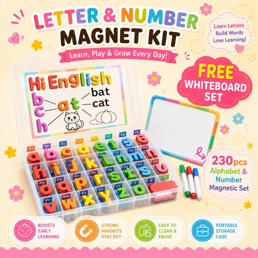 230pcs Alphabet and Number Magnet for Kids | Magnetic ABC Alphabet ...