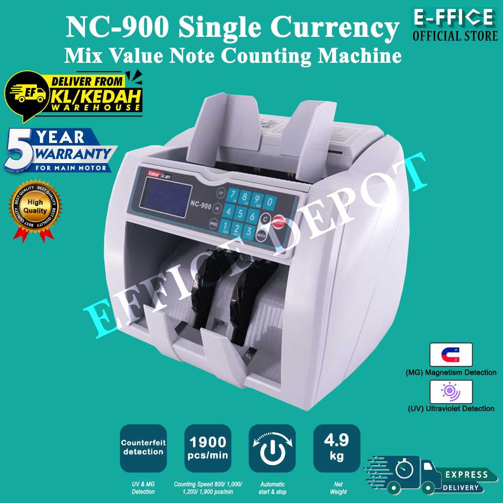 Effice Depot - NC-900 SDC Single Currency Mix Value Money Counter Bank ...