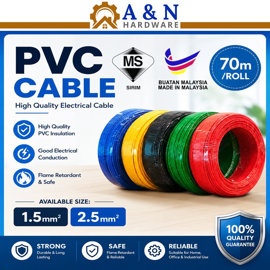100% PURE COPPER PVC Insulated Cable (WITH SIRIM)1.5mm / 2.5mm Kabel ...