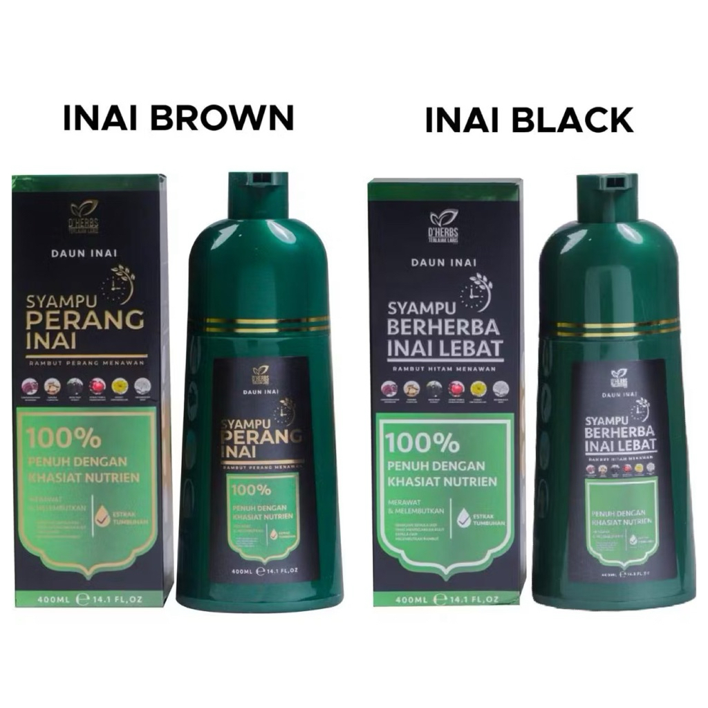 DHERBS SYAMPU PEWARNA RAMBUT INAI LEBAT HITAM / PERANG | Shopee Malaysia