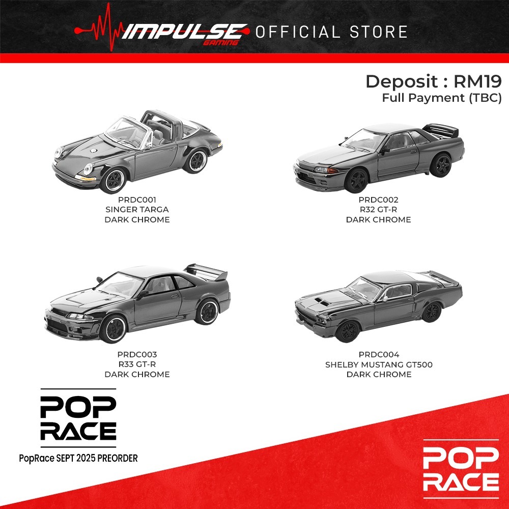 PopRace 1/64 PRDC Dark Chrome Series - Singer Targa / R32 GT-R / R33 GT ...