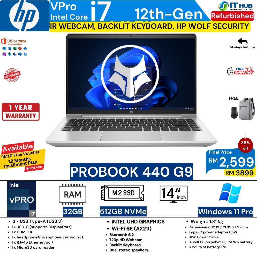 HP ProBook 440 G9 TOUCH Core i7 12thGen, 14