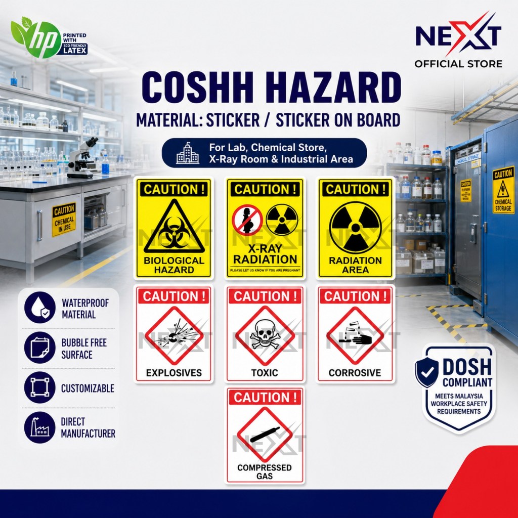 COSHH Hazard Symbol Sign | Caution Toxic Radiation Explosives Corrosive ...