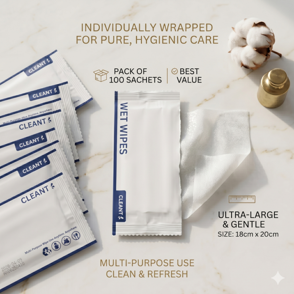 100pcs CLEANT Individual Pack Wet Tissue Tisu Basah Wet Wipes Hotel ...