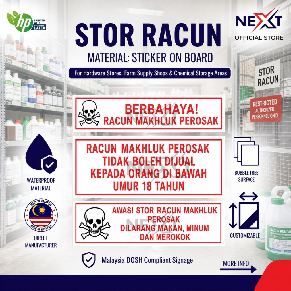 Papan Tanda Stor Racun Makhluk Perosak PVC Board 3mm | Awas Dilarang ...
