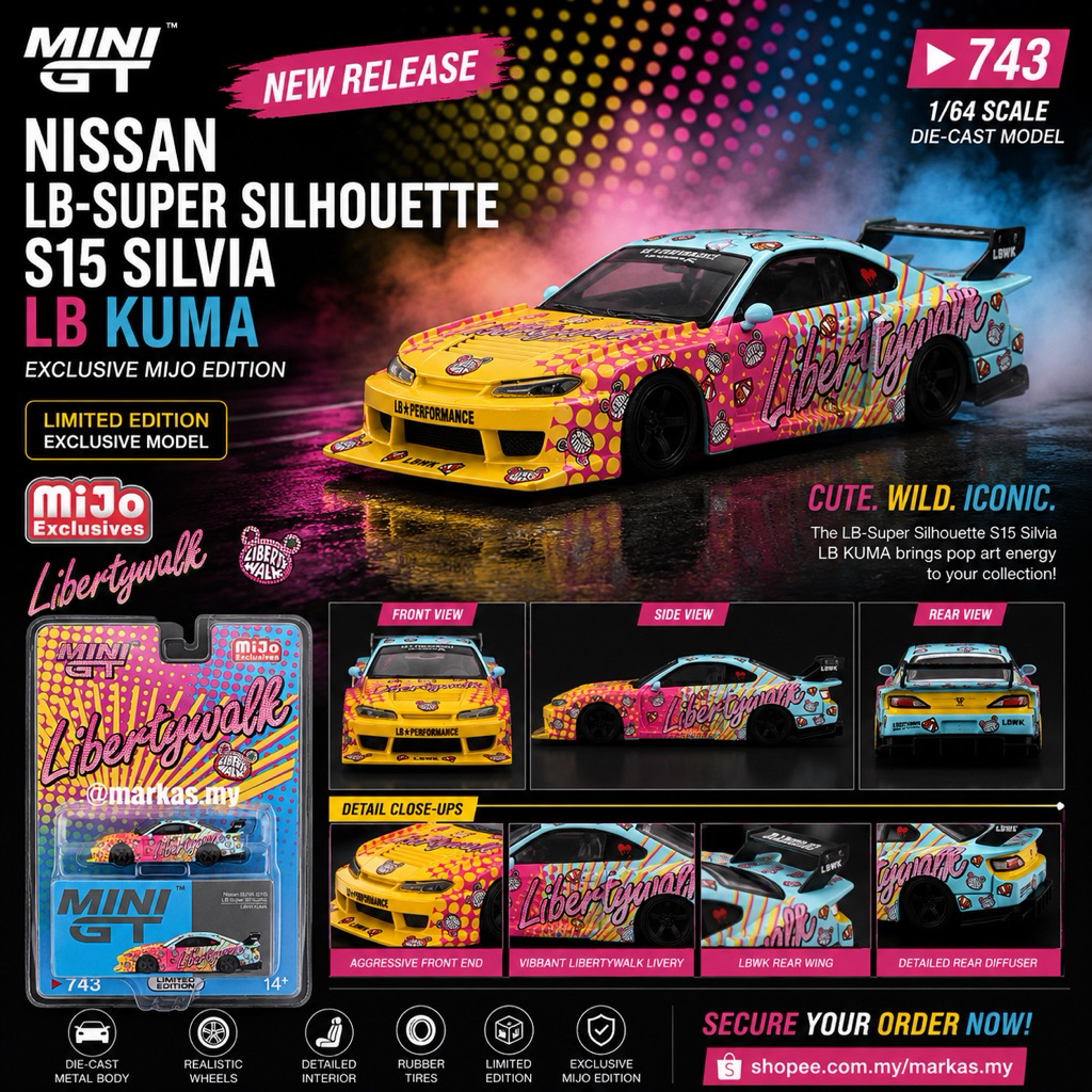 STANDARD/BLISTER/CHASE) MINI GT 1/64 #743 NISSAN LB-SUPER