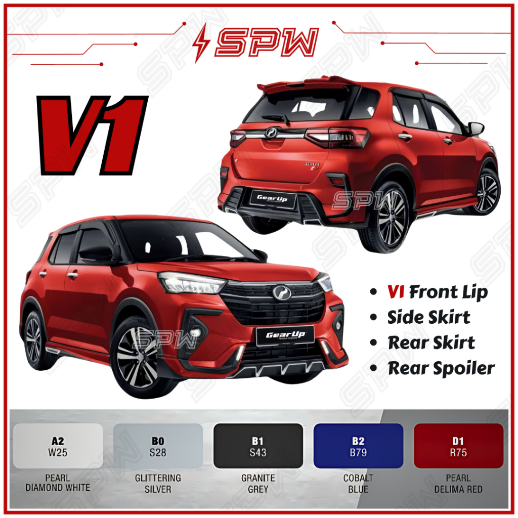 Perodua Ativa V1/V2 Gear Up Bodykit GU Body Kit Front Bumper Lip Side ...