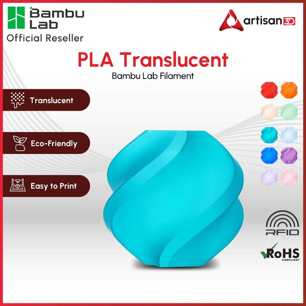 Bambu Lab PLA Translucent | 3D Printer Filament Transparent PLA - 1kg ...