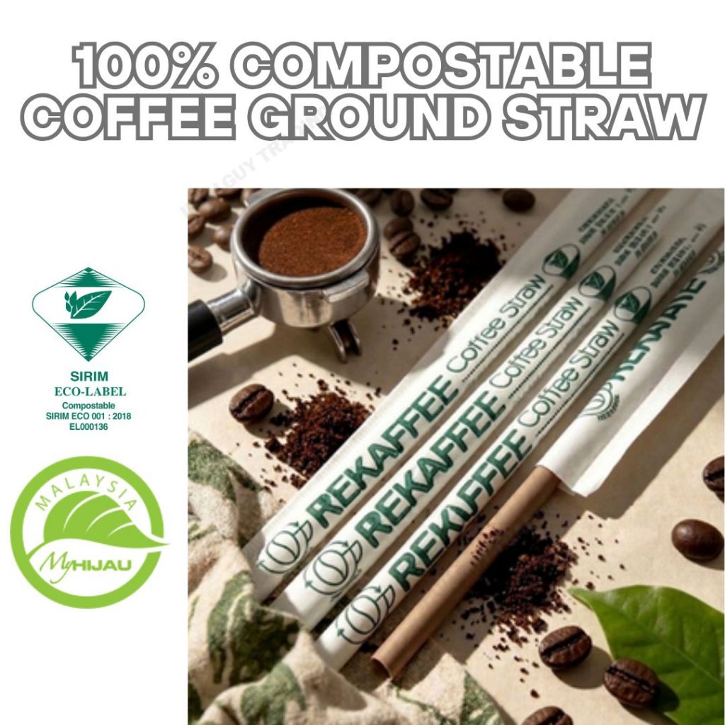 REKAFFEE Coffee Straw 100% Compostable Biodegradable Straws Made from ...