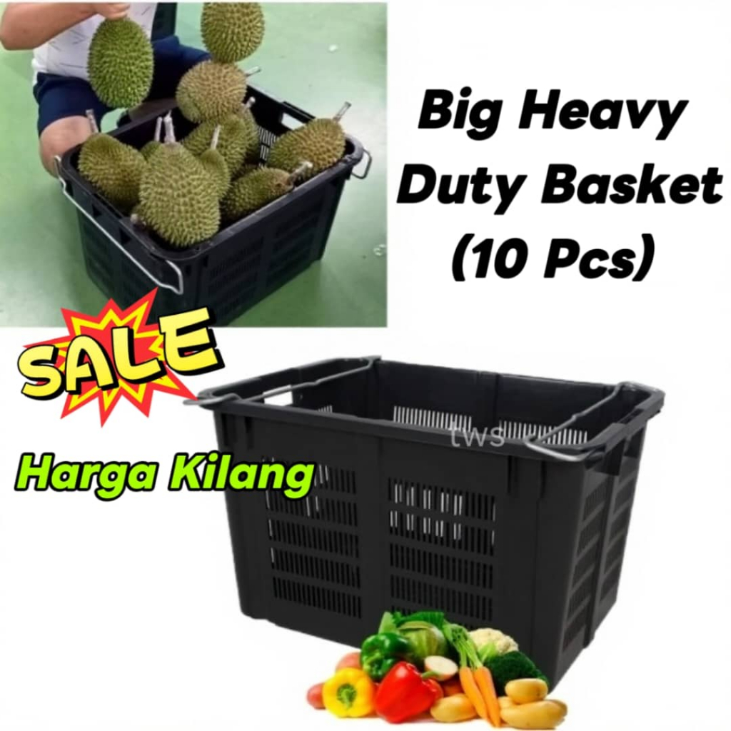 [10 pcs] Rayaco Heavy Duty Black Basket | Industrial Basket | Durian ...