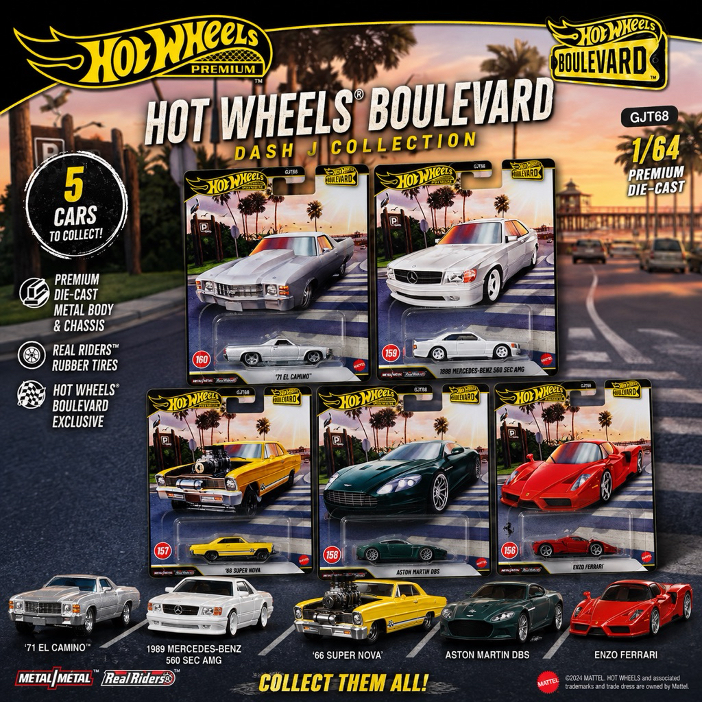 (1SET 5PCS) HOT WHEELS PREMIUM 1/64 GJT86 DASH J HOT WHEELS BOULEVARD ...