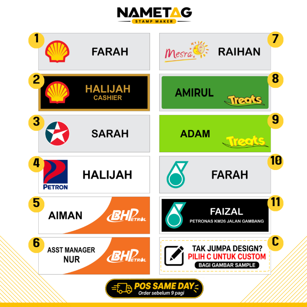 NAMETAG CUSTOM STAFF COMPANY | CUSTOM LOGO | PIN / MAGNET | Shopee Malaysia