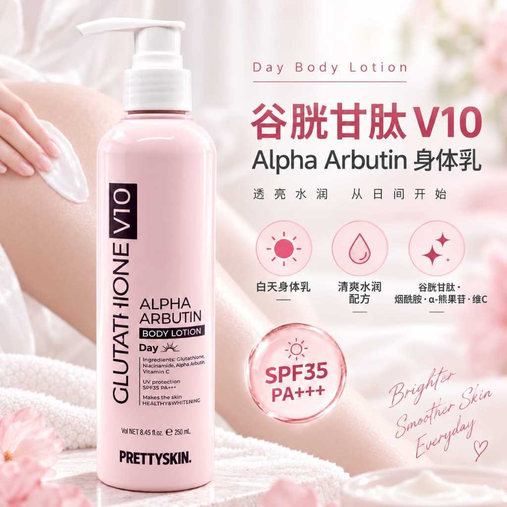 prettyskin glutathione v10 alpha arbutin body lotion 【现货】Prettyskin 250ml 谷胱甘肽 B5 B3 熊果素 日用 夜用 身体乳液 Empirical Labs Choose Your Bundle:8oz | 10 Pack GHK-CU Peptide Therapy -