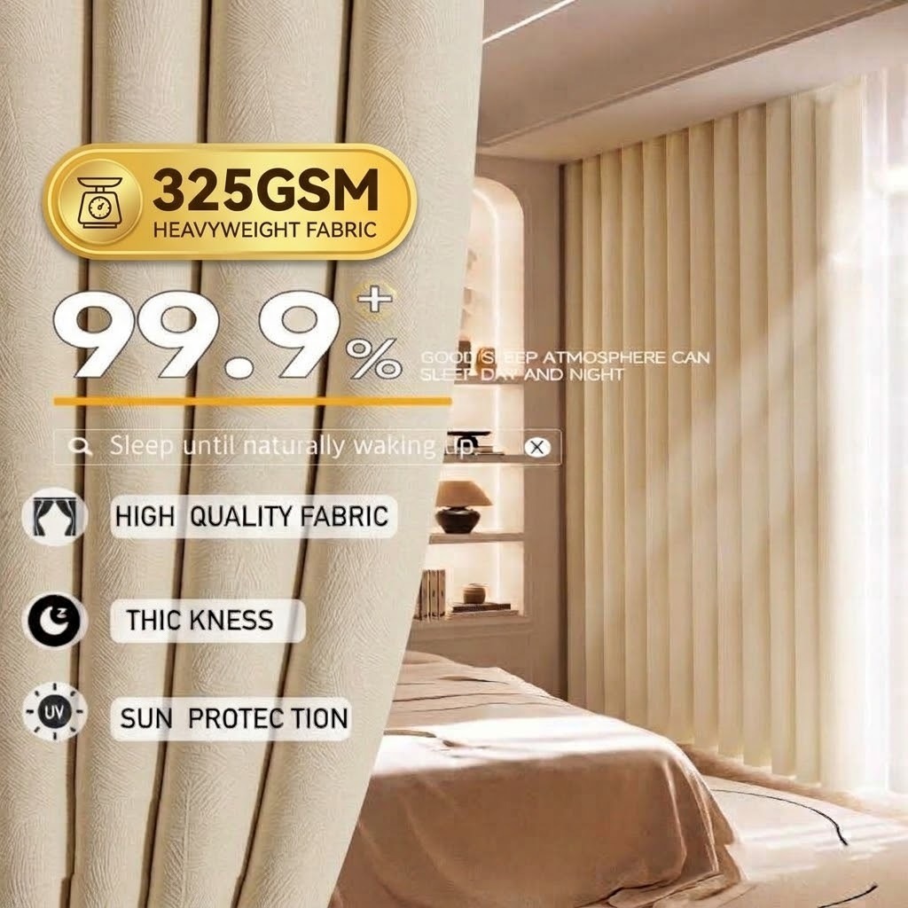 Lovhome 99% Blackout Curtain Langsir Tingkap 325GSM Premium Sliding ...
