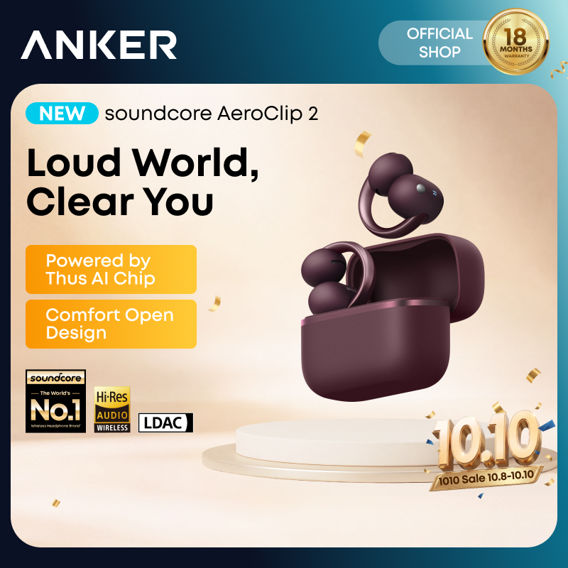 [New Ready Stock] Anker soundcore AeroClip 2 Thus AI Chip Open Ear Clip ...