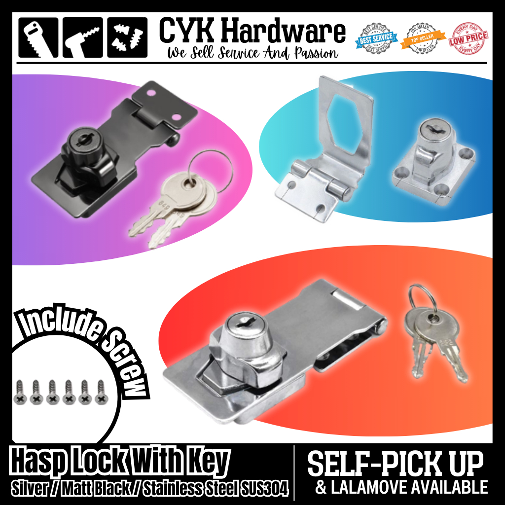 Door Lock Latch Cabinet Locks Keys Hasp Lock Chrome Plated Garage Door ...