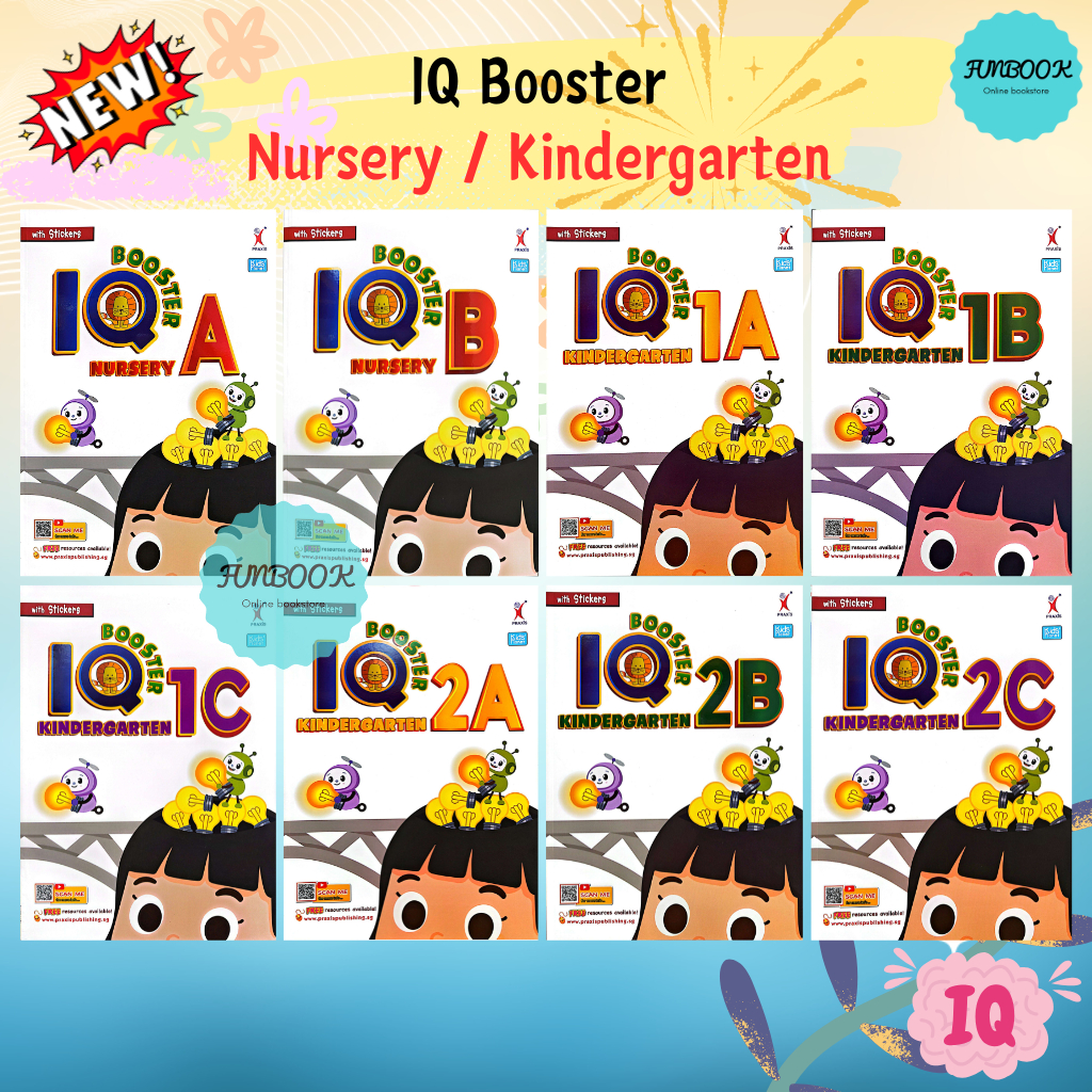 [FUNBOOK] IQ BOOSTER BOOK with Stickers K1 K2 Kindergarten Nursery ...