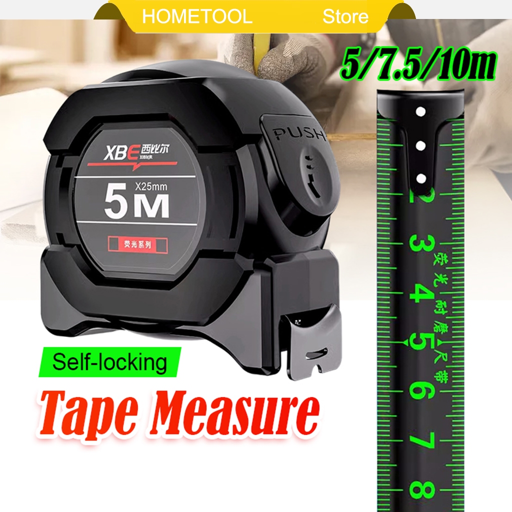 Self Locking Fluorescent Steel Tape Measure Wear-resistant Ruler ...