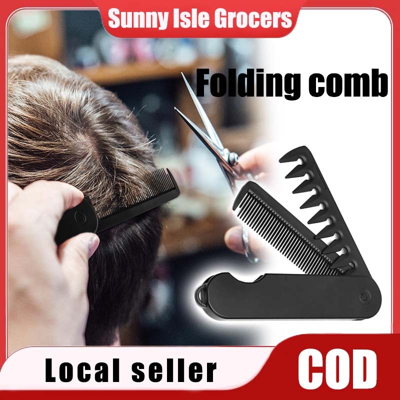2 in 1 Folding Comb - Foldable Pocket Comb untuk Beard & Mustache, Oil ...
