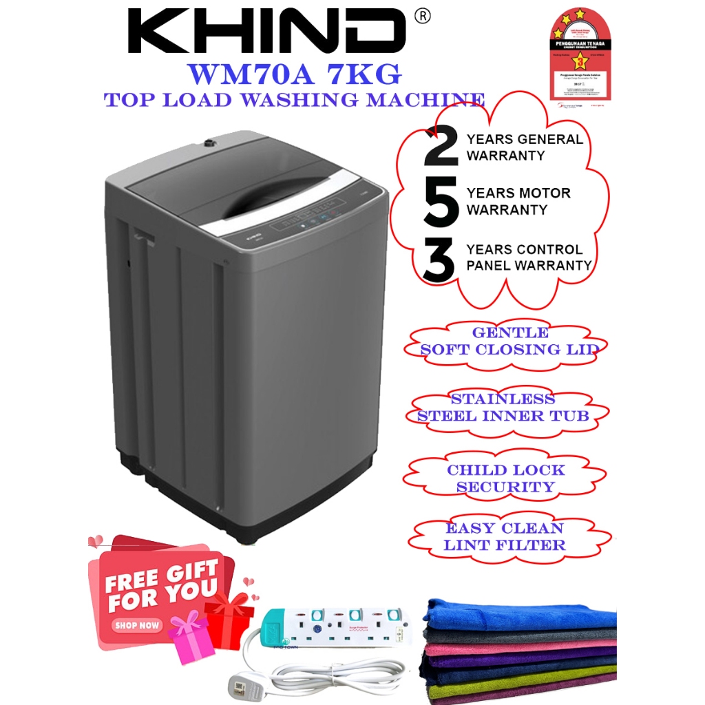 Khind Fully Auto Washing Machine Washer ( 12 kg/10 kg/8 kg/7kg) WM70A ...