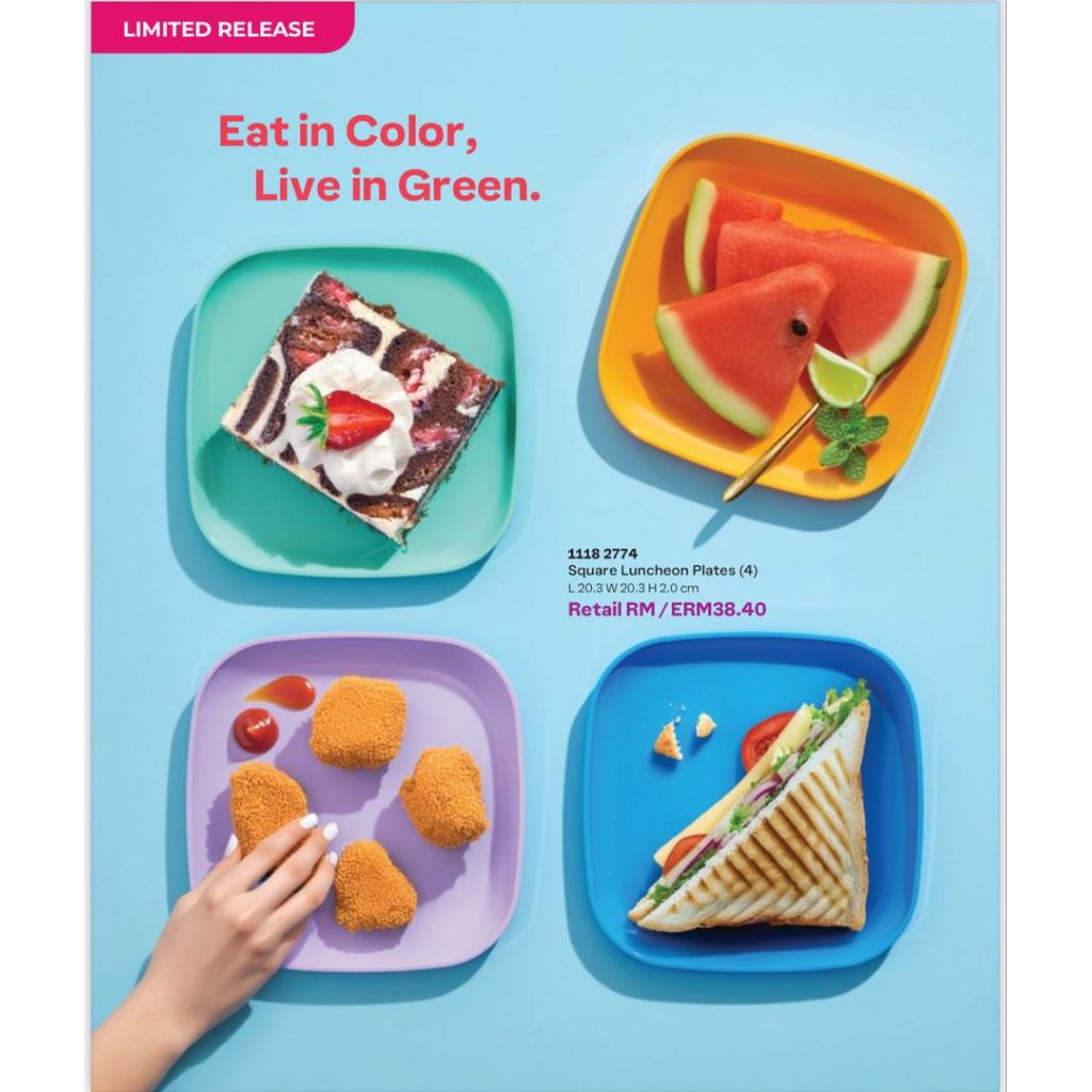 Tupperware Square Plate /Square Luncheon Plates (4) | Shopee Malaysia