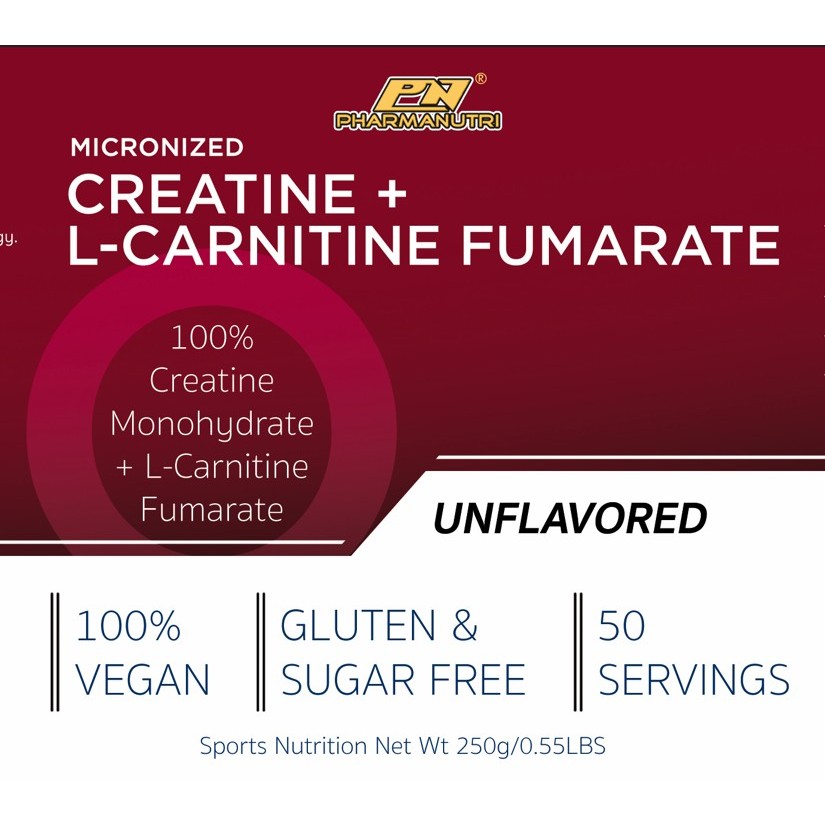 Halal Pharmanutri Creatine Monohydrate CMO500 + L-Carnitine Fumarate (250g)  50 servings 2 in 1 | Shopee Malaysia