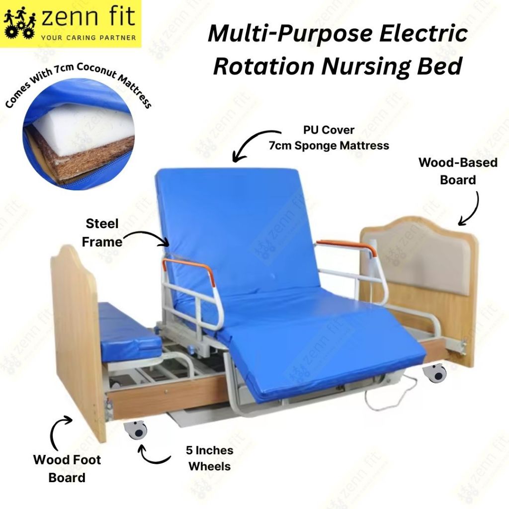 Multi-Purpose Electric Rotation Nursing Bed With Coconut Mattress Steel ...