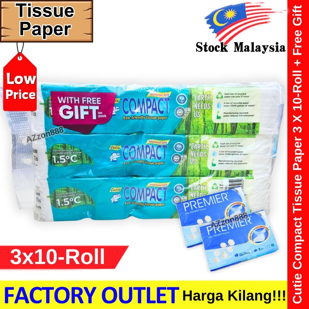 Cutie Compact Toilet Tissue Rolls Kertas Tisu DWI Lapisan Twin Ply ...
