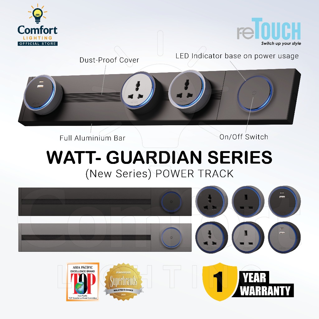 RETOUCH Power Track Surface Track Watt-Guardian Multple USB Type C ...