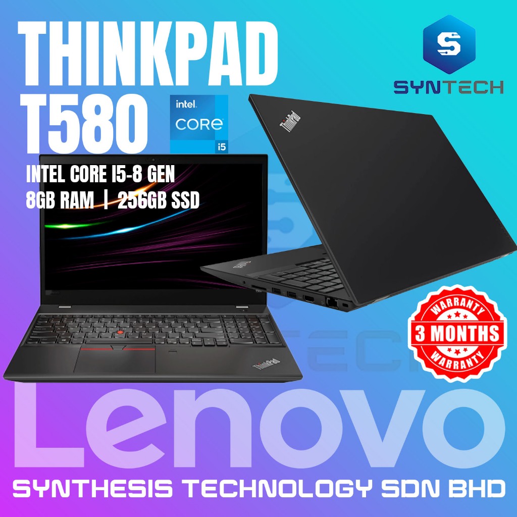 LENOVO THINKPAD T580 INTEL I5-8 GEN 8GB RAM + 256GB SSD REFURBISHED ...