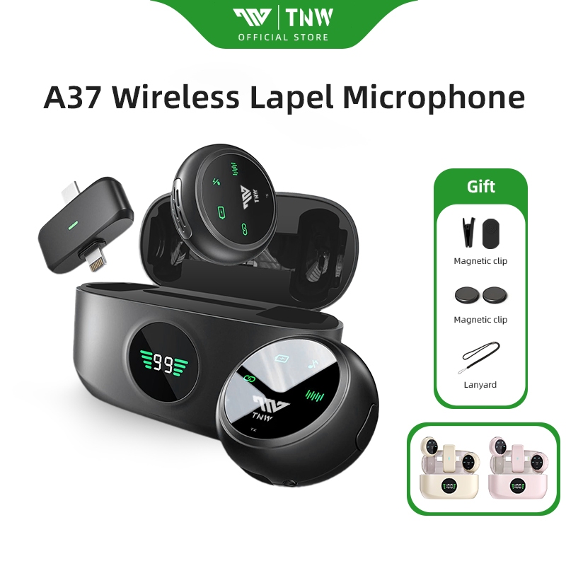 TNW A37 Wireless Lavalier Microphone Noise Cancelling Magnetic Button ...