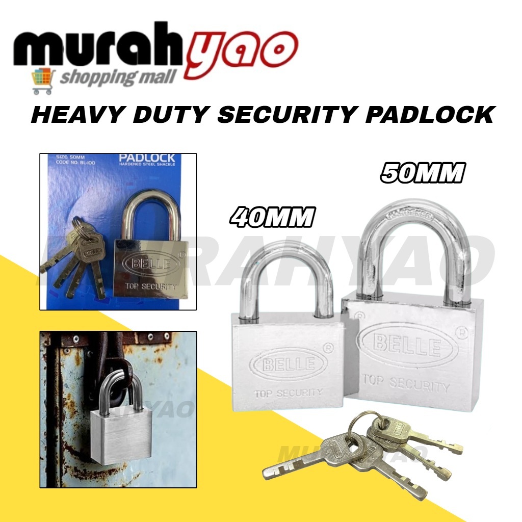 Heavy Duty 40mm/50mm Security Padlock/Mangga Kunci Tahan Lasak | Shopee ...